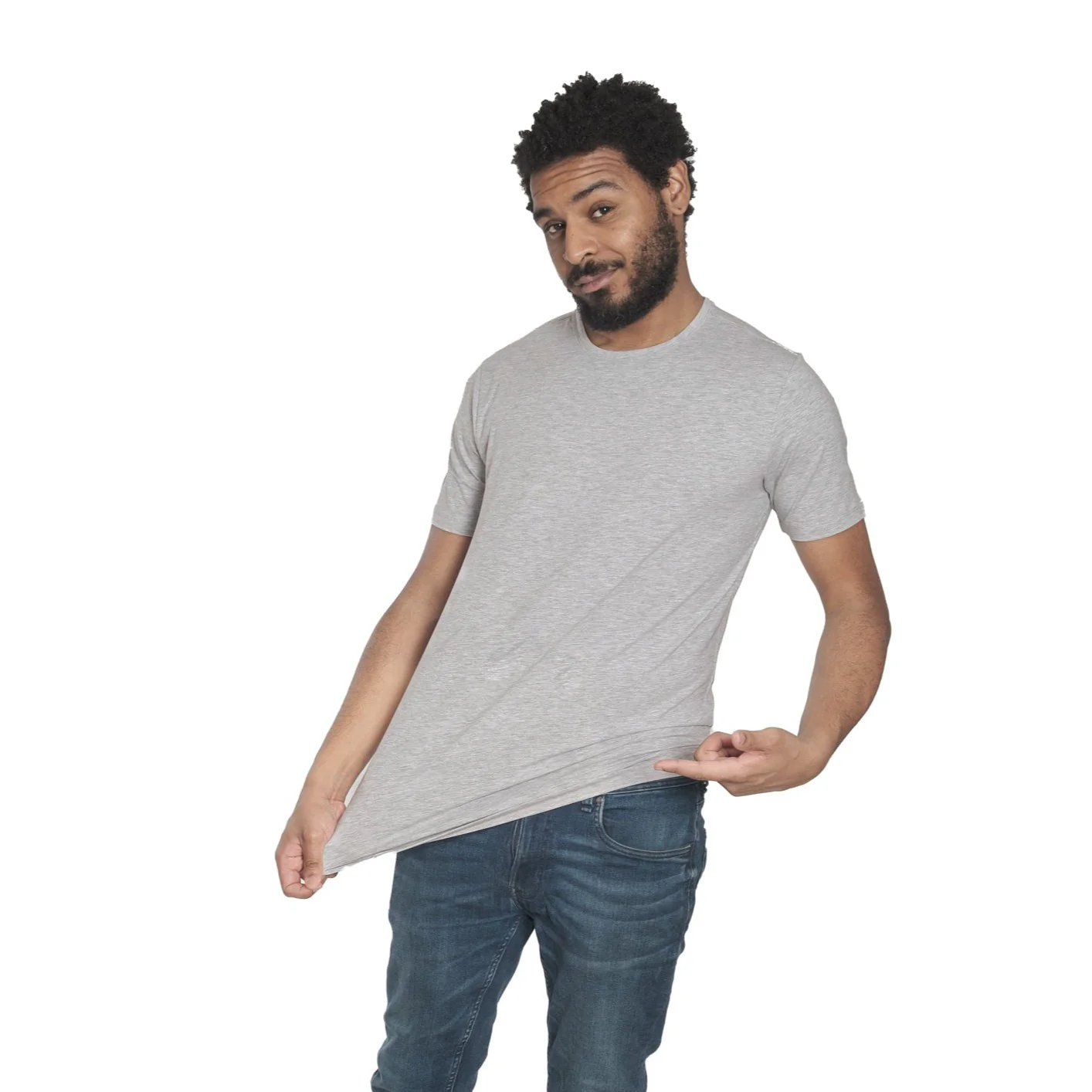 Organic Crew Neck T-Shirt / Heather Grey - Image 3