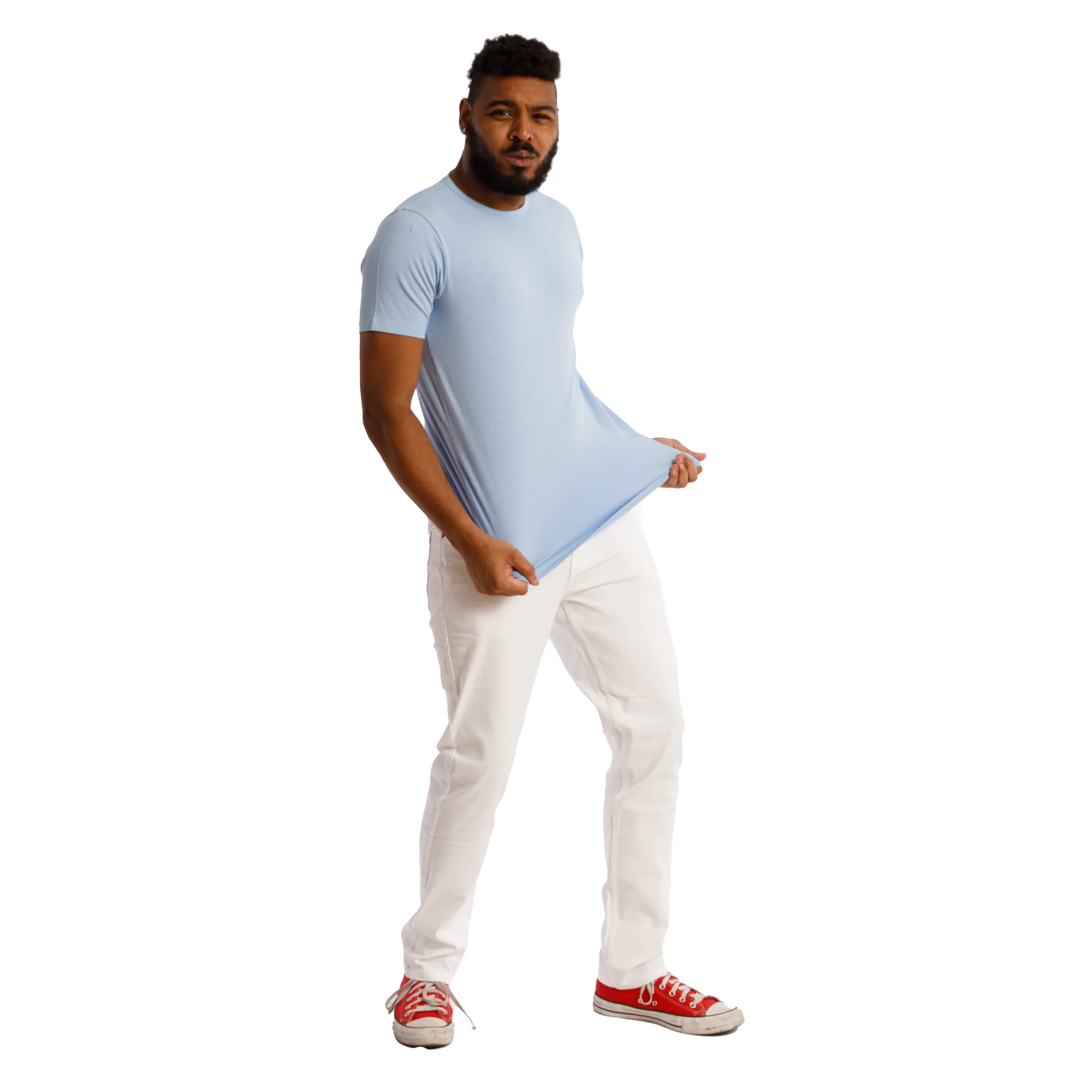Organic Crew Neck T-Shirt 3 Pack / Light Blue - Image 5