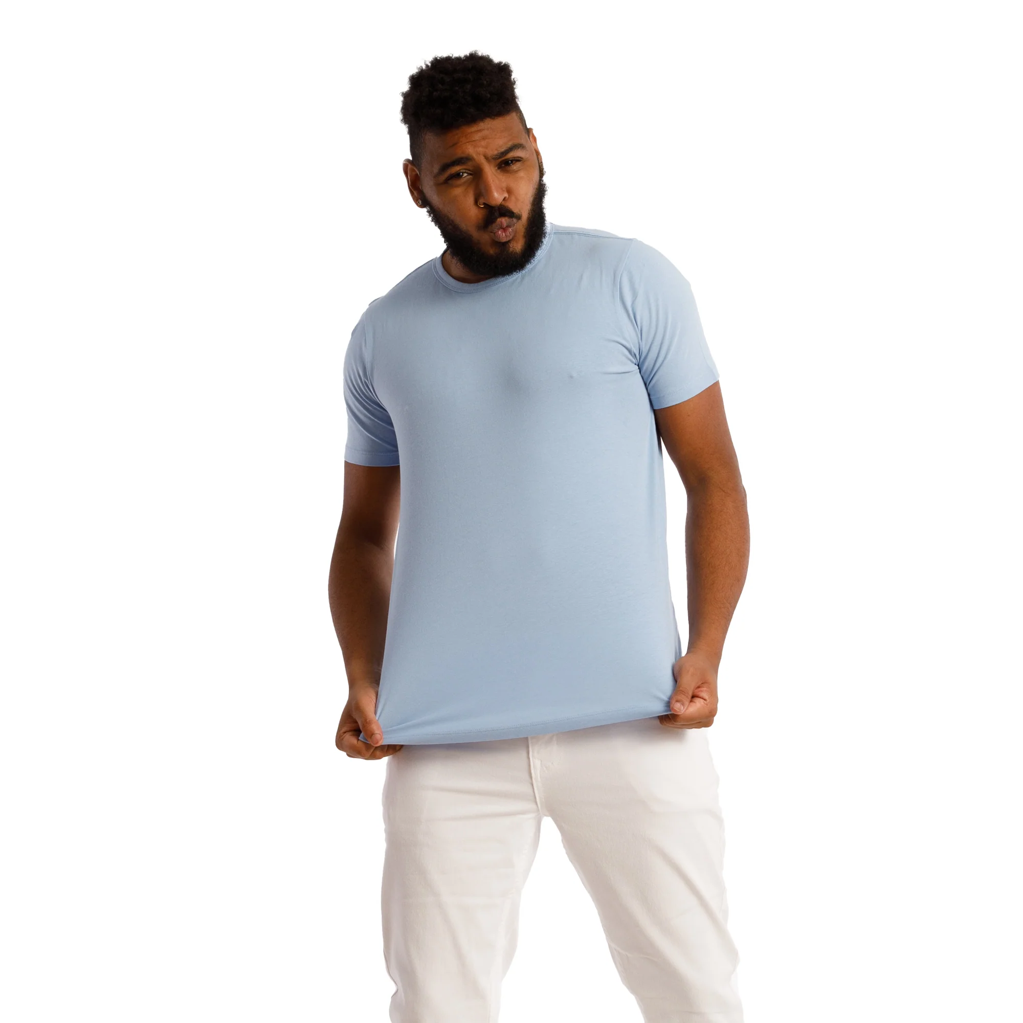 Organic Crew Neck T-Shirt / Light Blue - Image 4