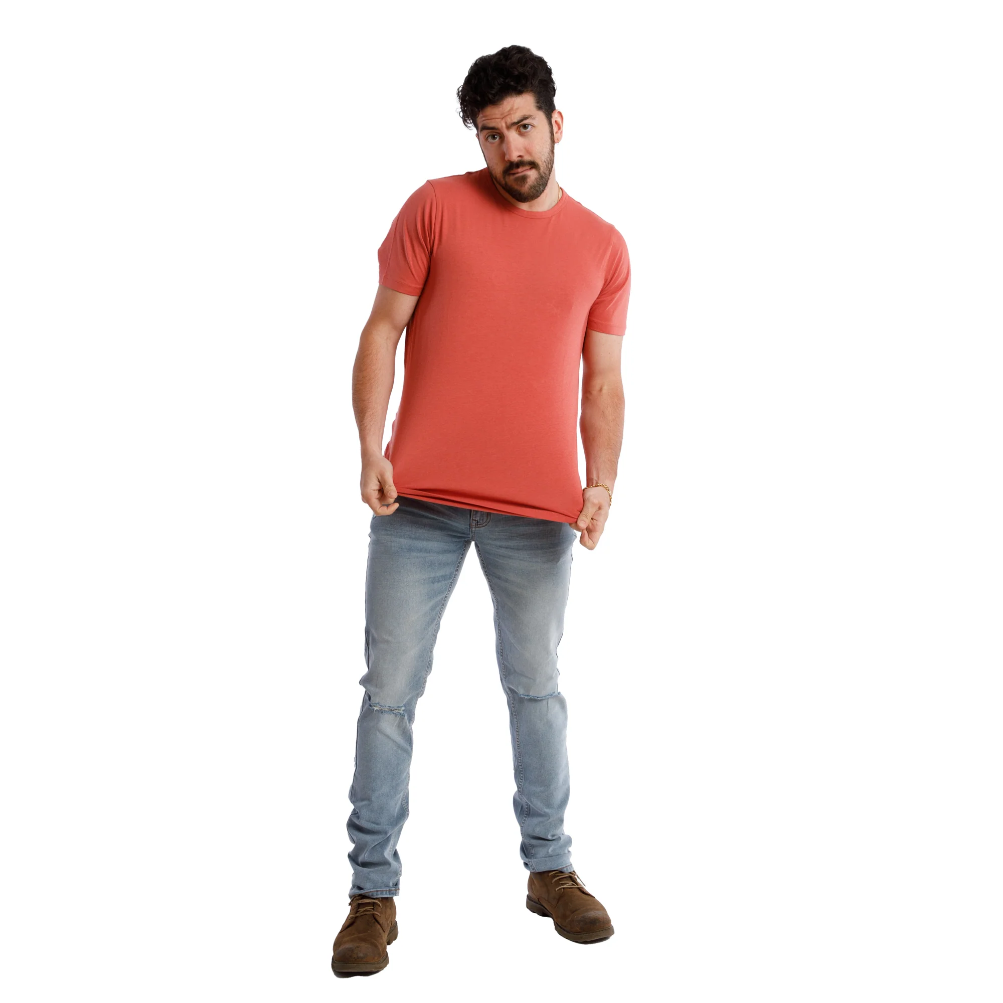 Organic Crew Neck T-Shirt 3 Pack / Nantucket Red - Image 3