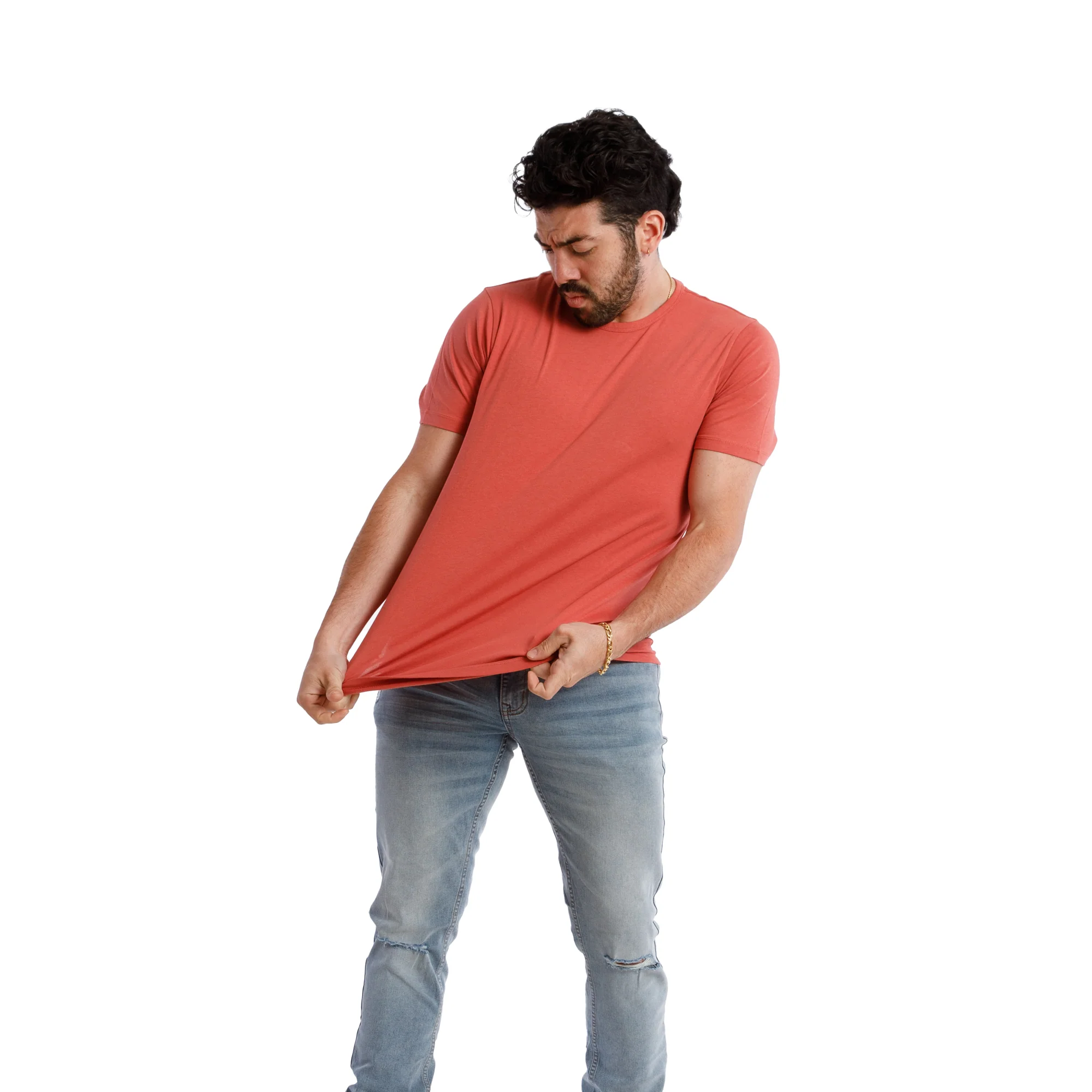 Organic Crew Neck T-Shirt / Nantucket Red - Image 4