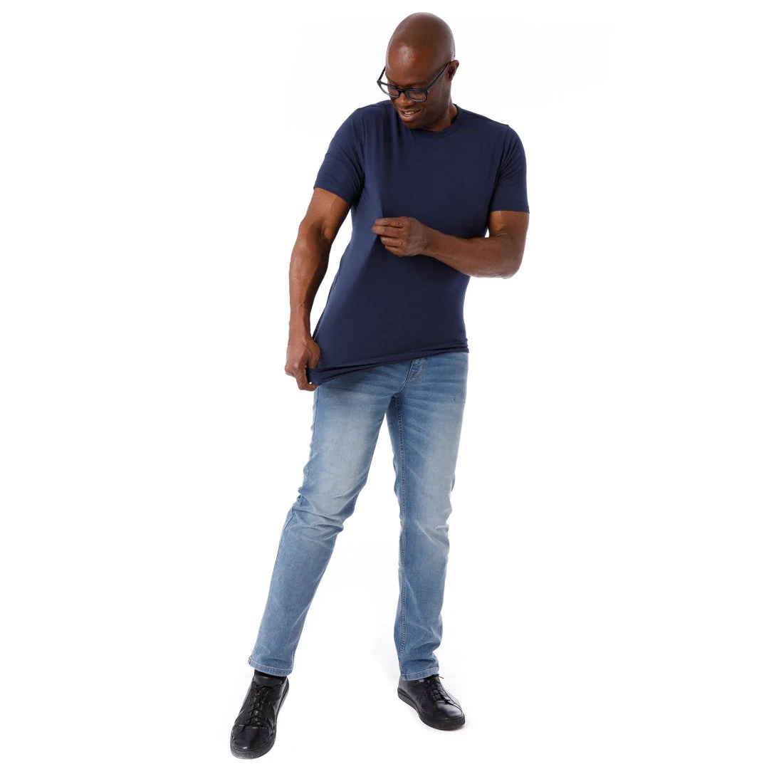 Organic Crew Neck T-Shirt 3 Pack / Navy - Image 3