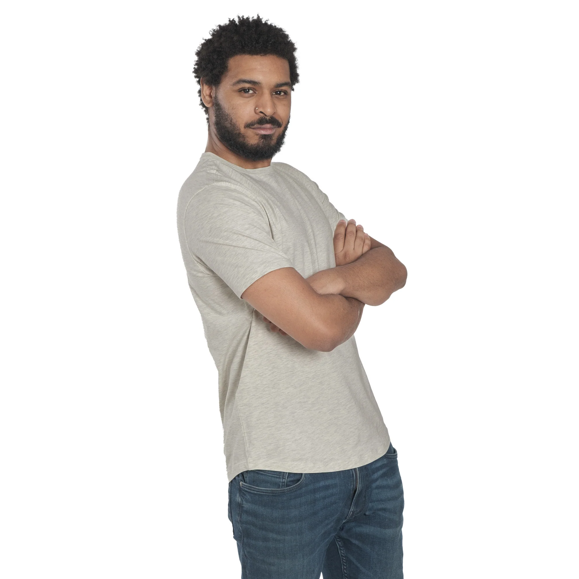 Organic Crew Neck T-Shirt 6 Pack / Oatmeal Heather - Image 3