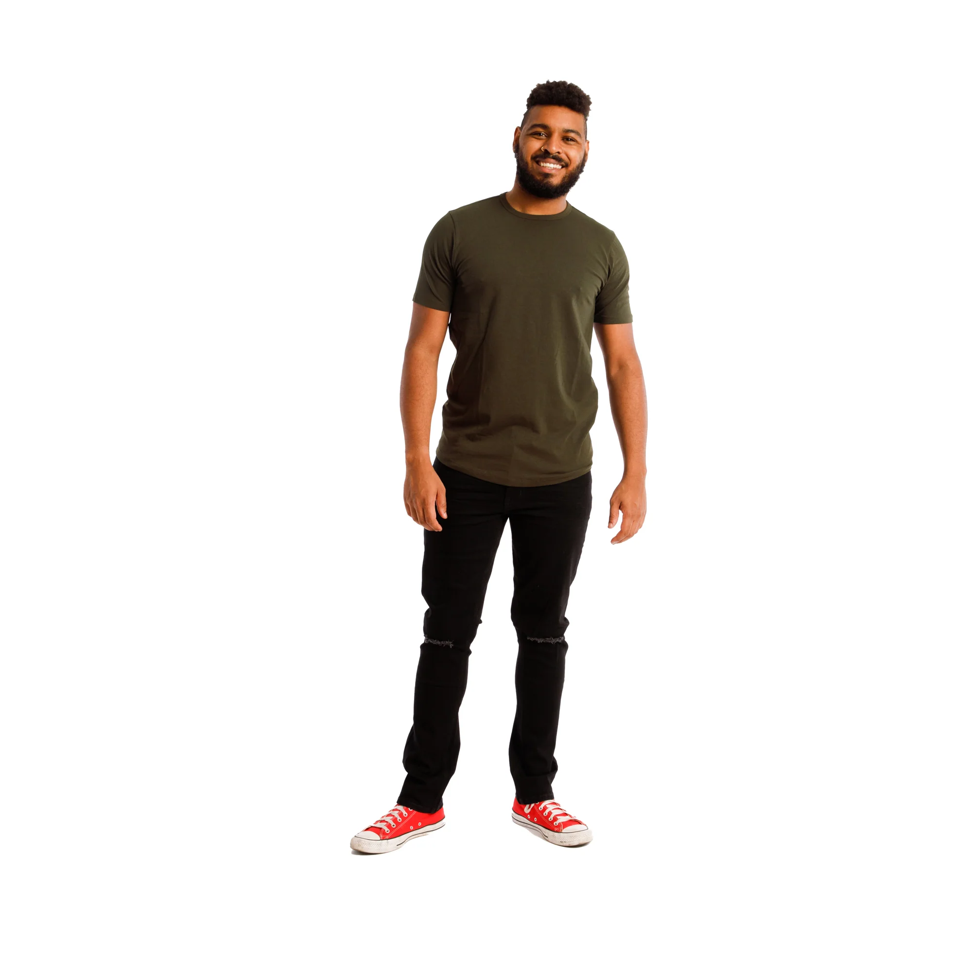 Organic Crew Neck T-Shirt / Olive - Image 4