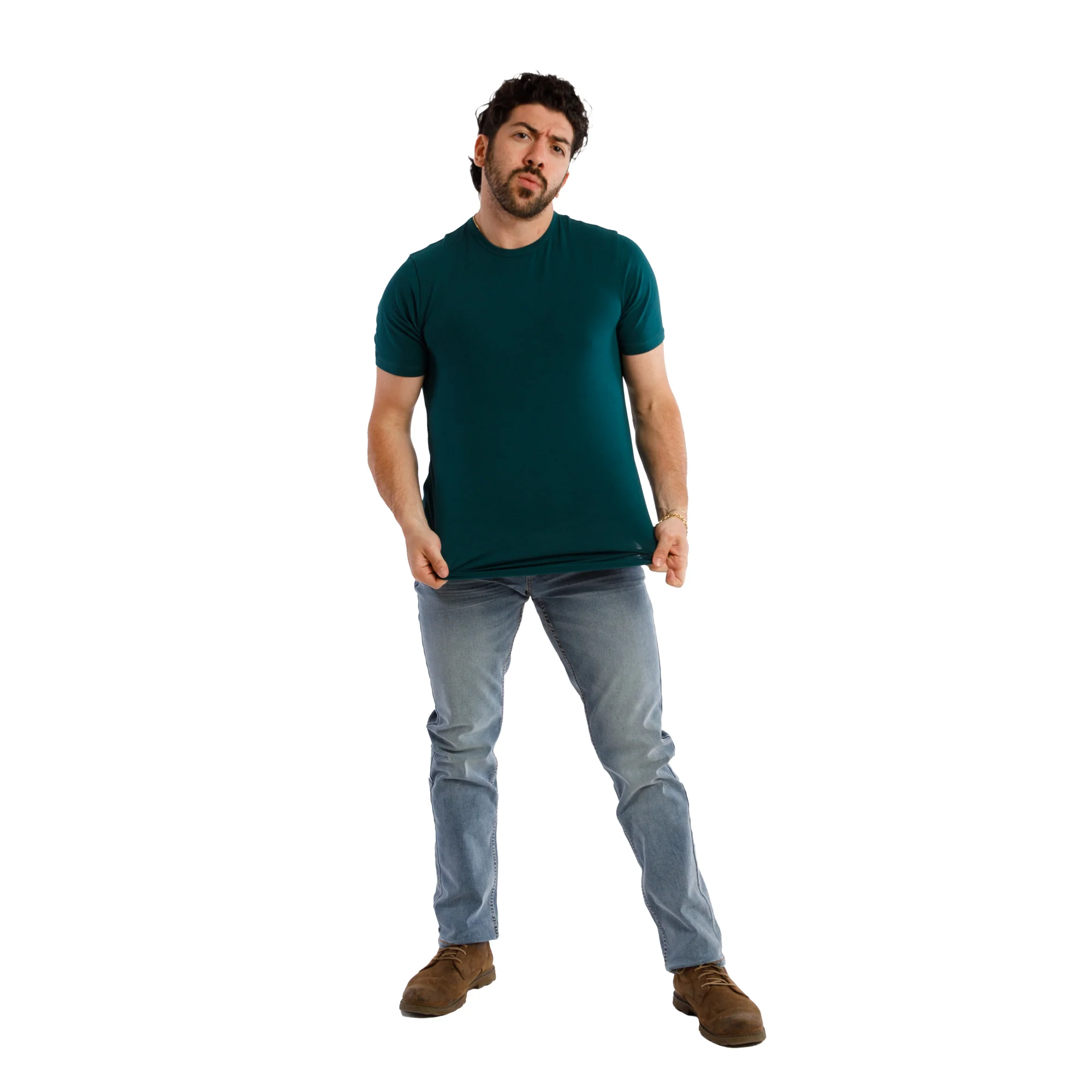Organic Crew Neck T-Shirt / Teal - Image 4
