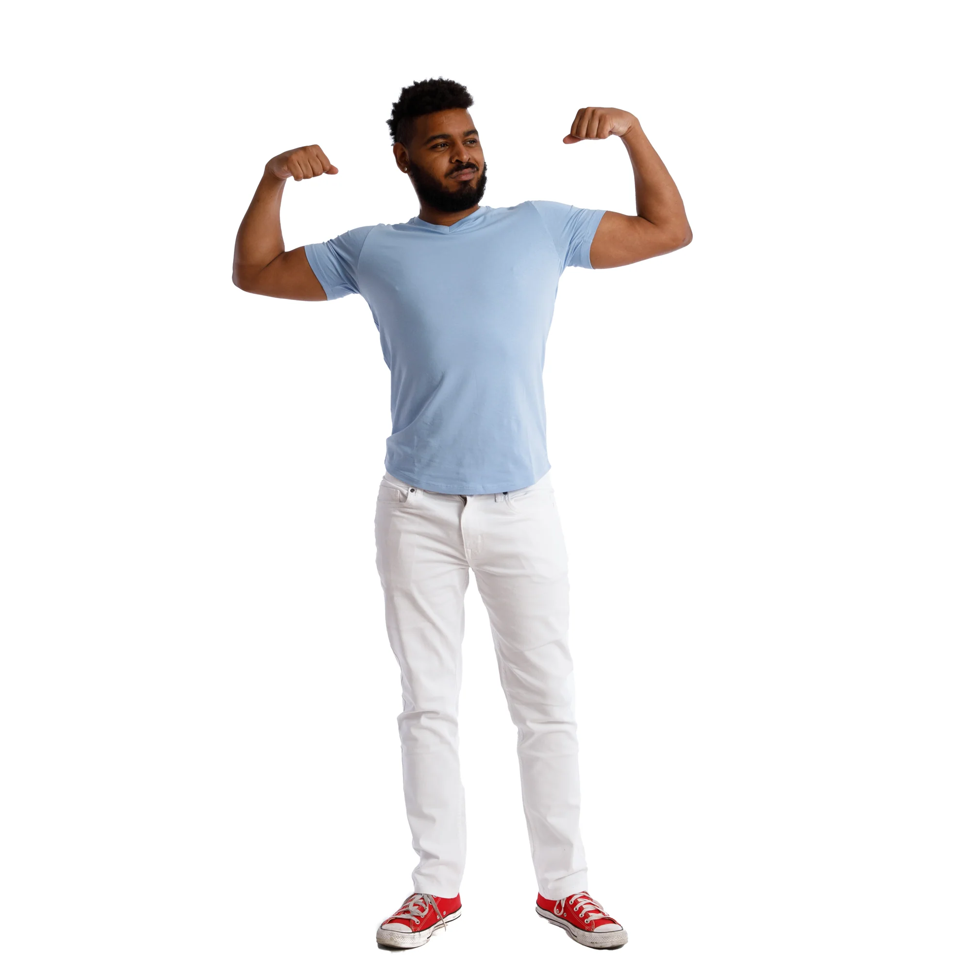 Organic V-Neck T-Shirt / Light Blue - Image 5