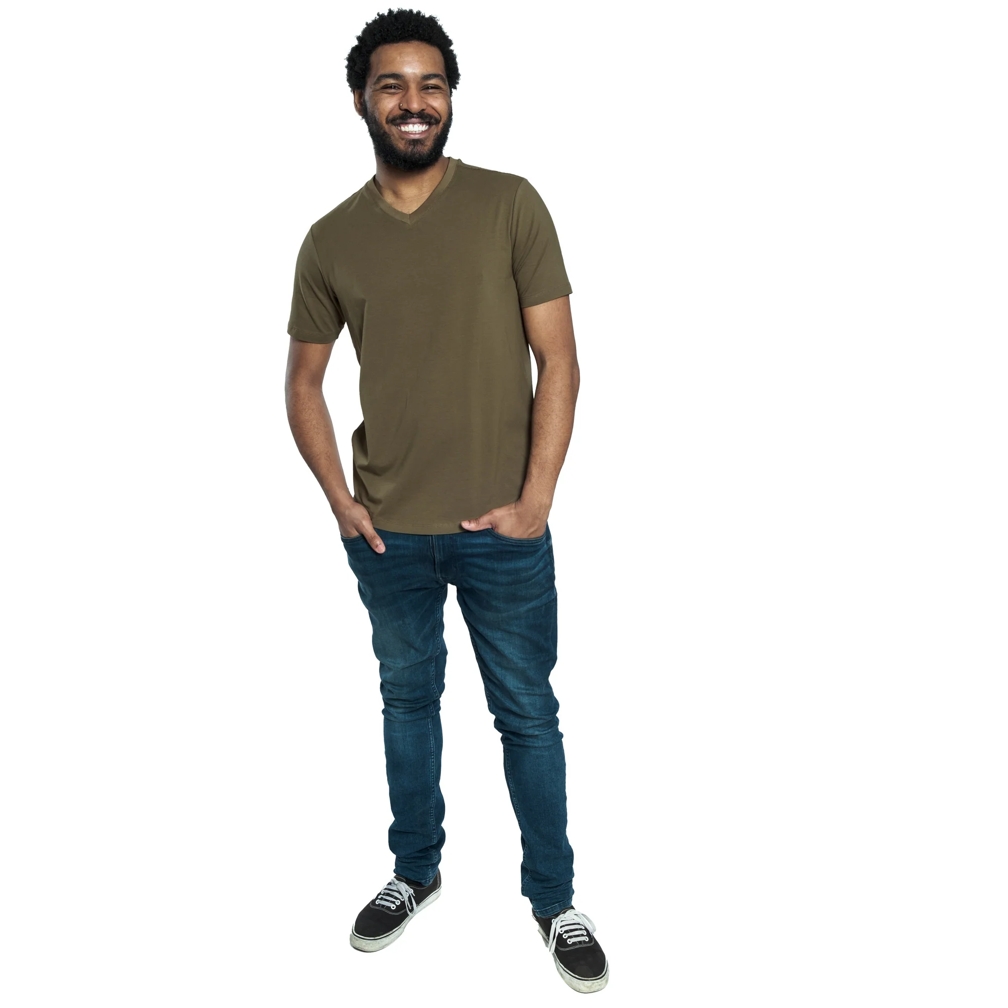 Organic V-Neck T-Shirt 3 Pack / Military Olive - Image 5