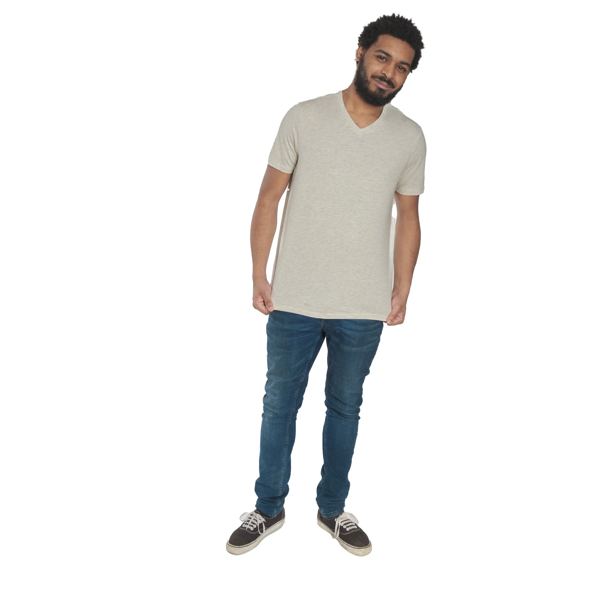 Organic V-Neck T-Shirt 6 Pack / Oatmeal Heather - Image 3
