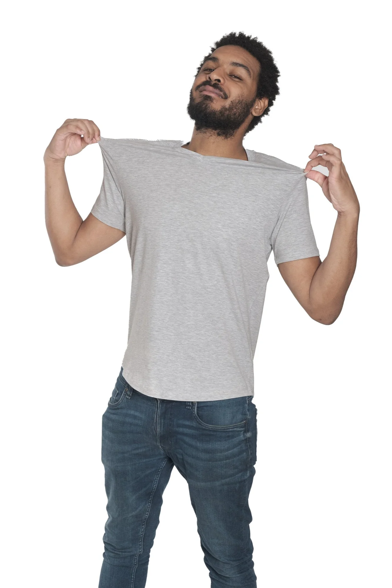 Organic V-Neck T-Shirt / Heather Grey - Image 3