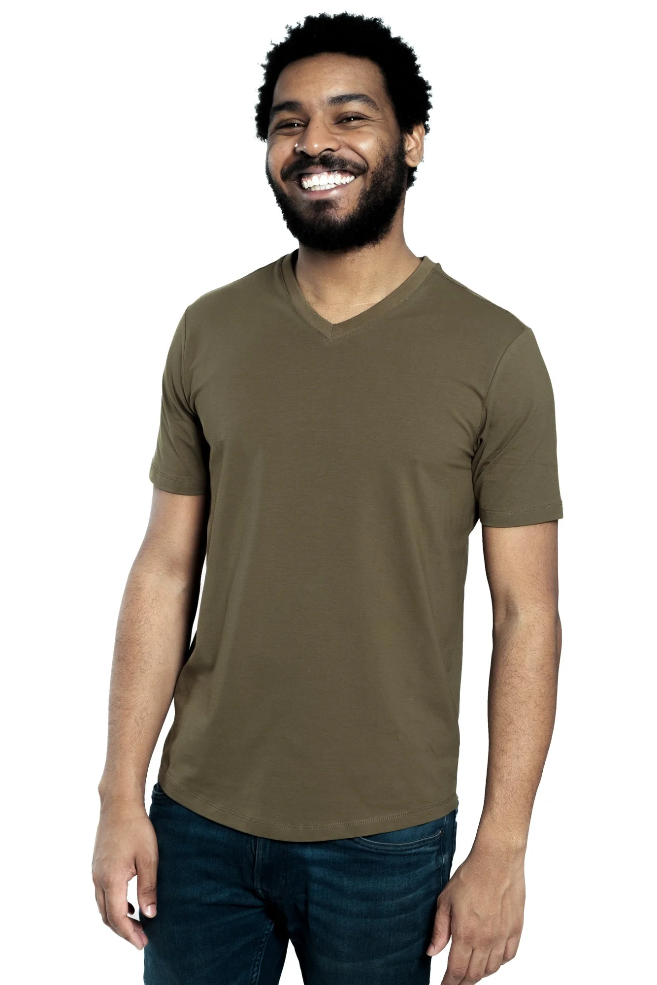 Organic V-Neck T-Shirt / Military Olive