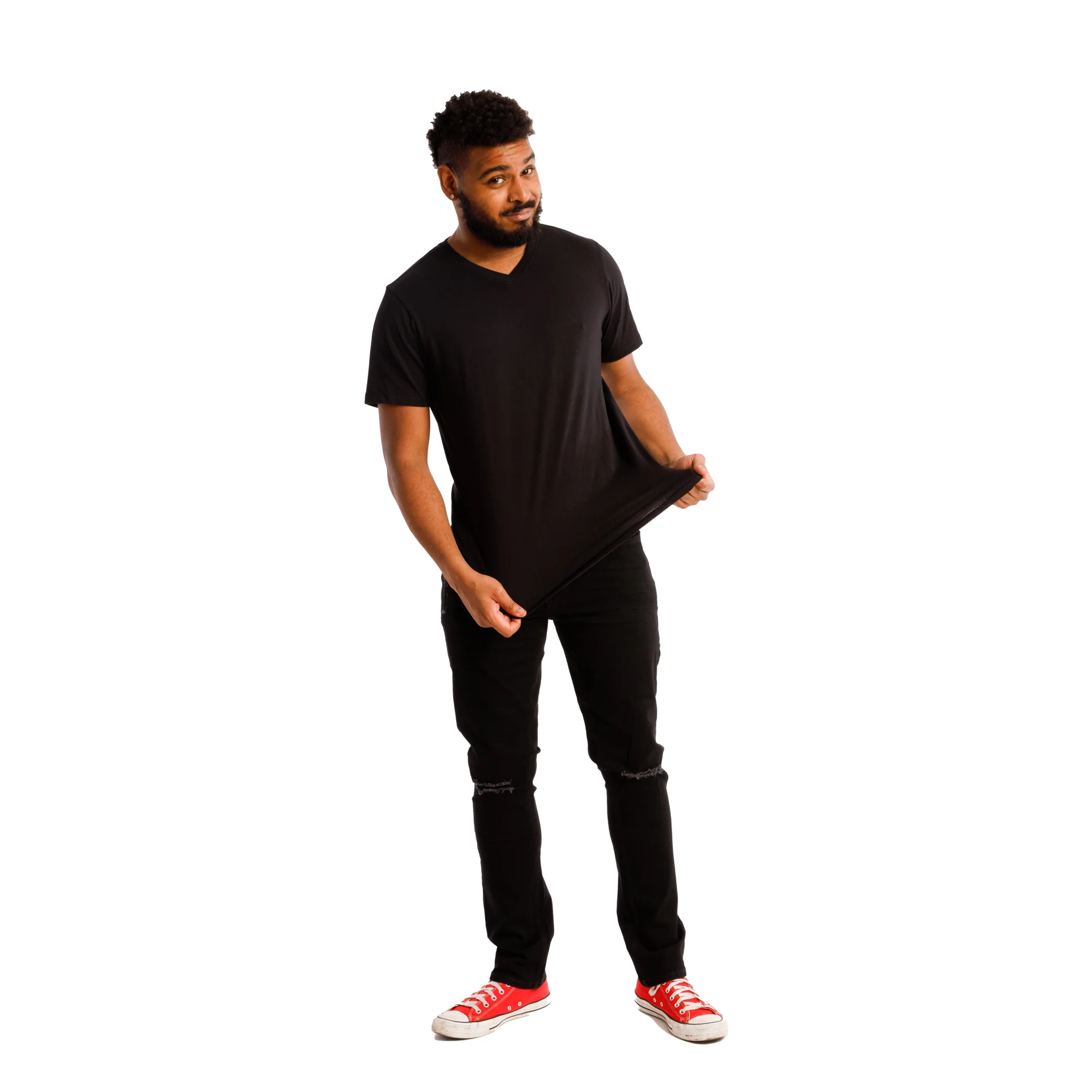 Organic V-Neck T-Shirt 6 Pack / Black - Image 3