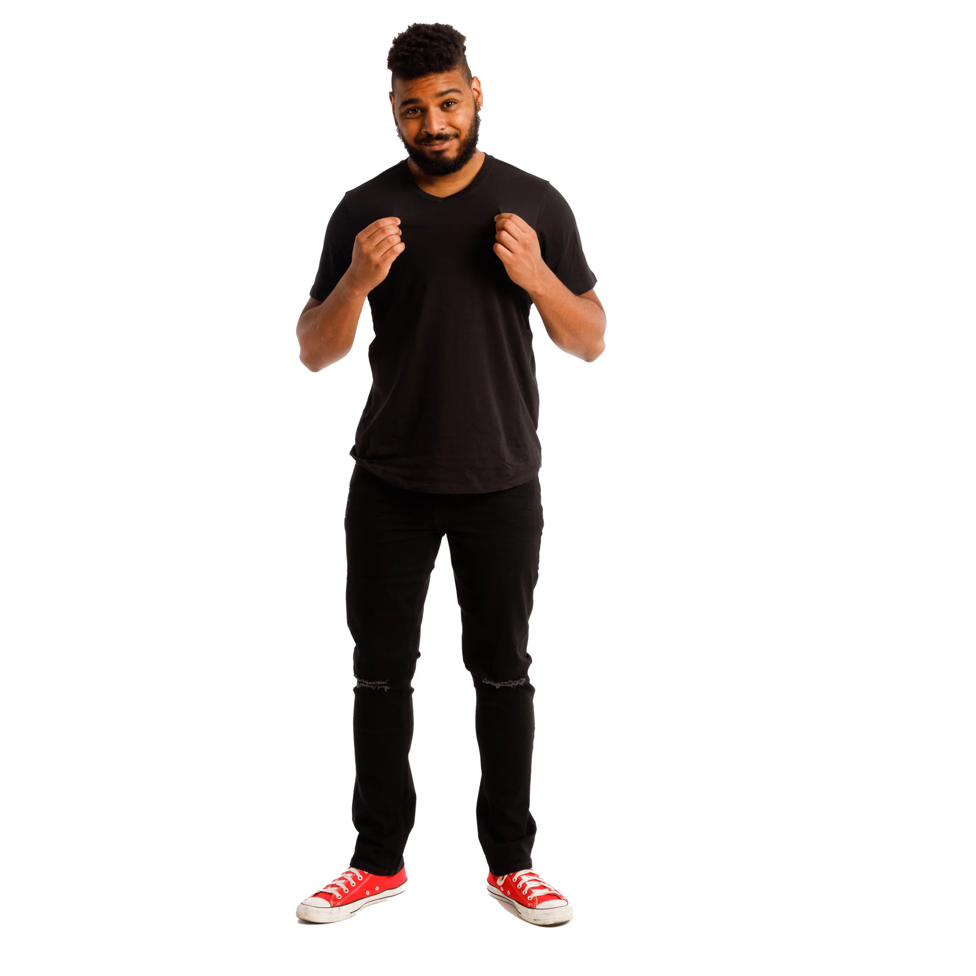 Organic V-Neck T-Shirt 6 Pack / Black - Image 4