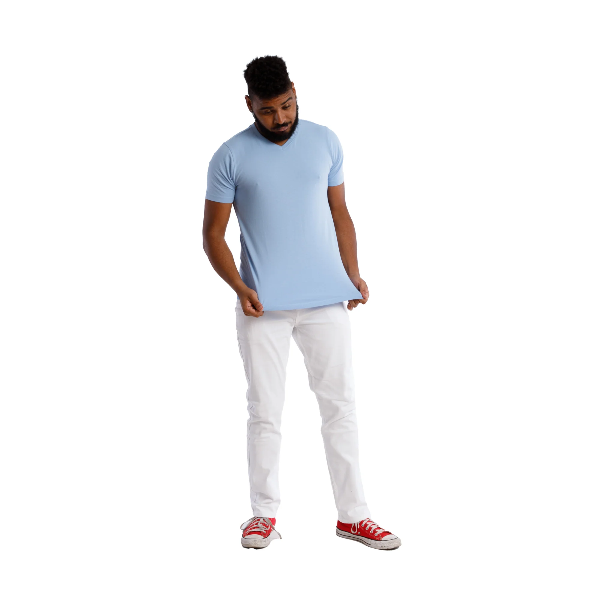 Organic V-Neck T-Shirt 3 Pack / Light Blue - Image 4