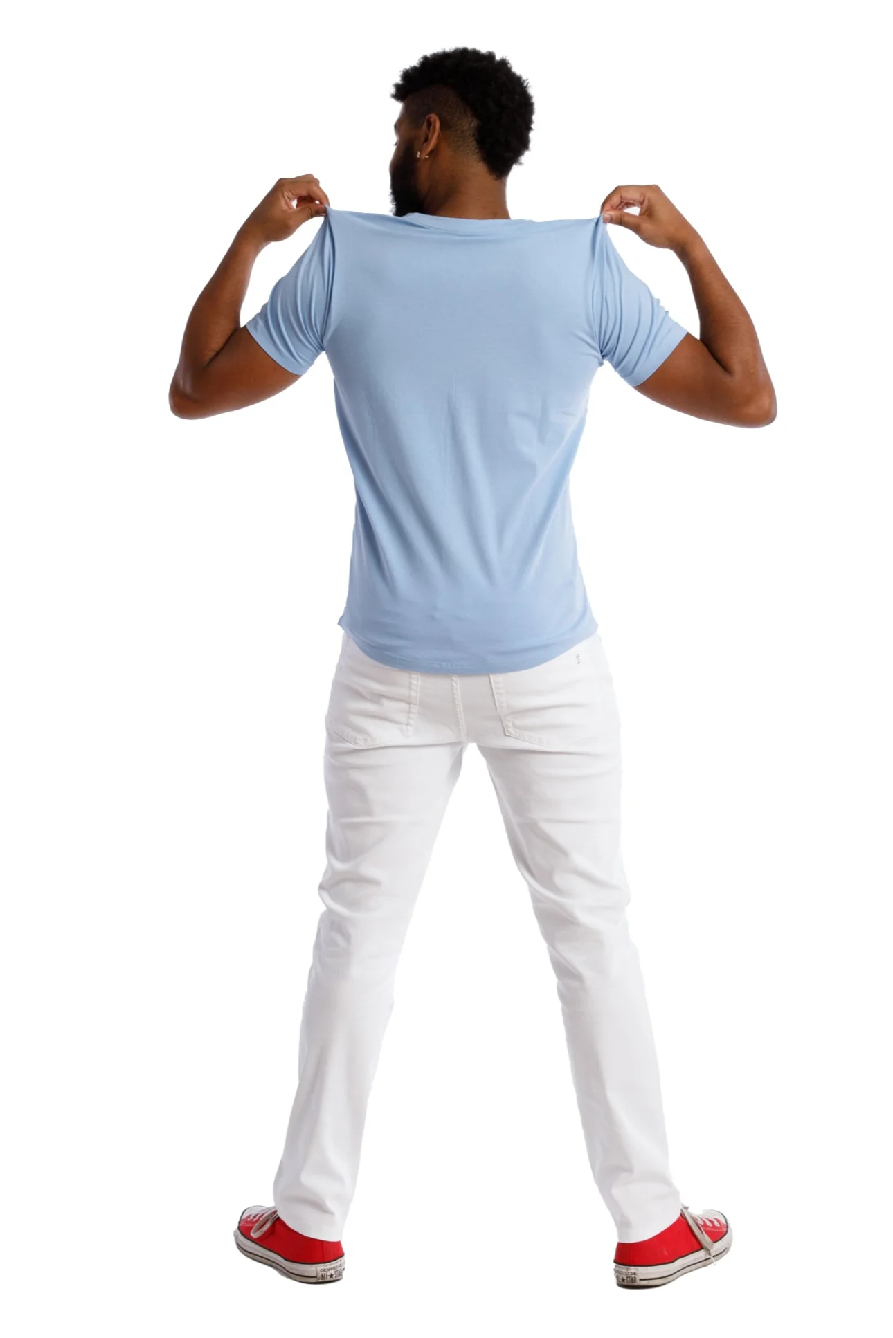 Organic V-Neck T-Shirt / Light Blue - Image 3
