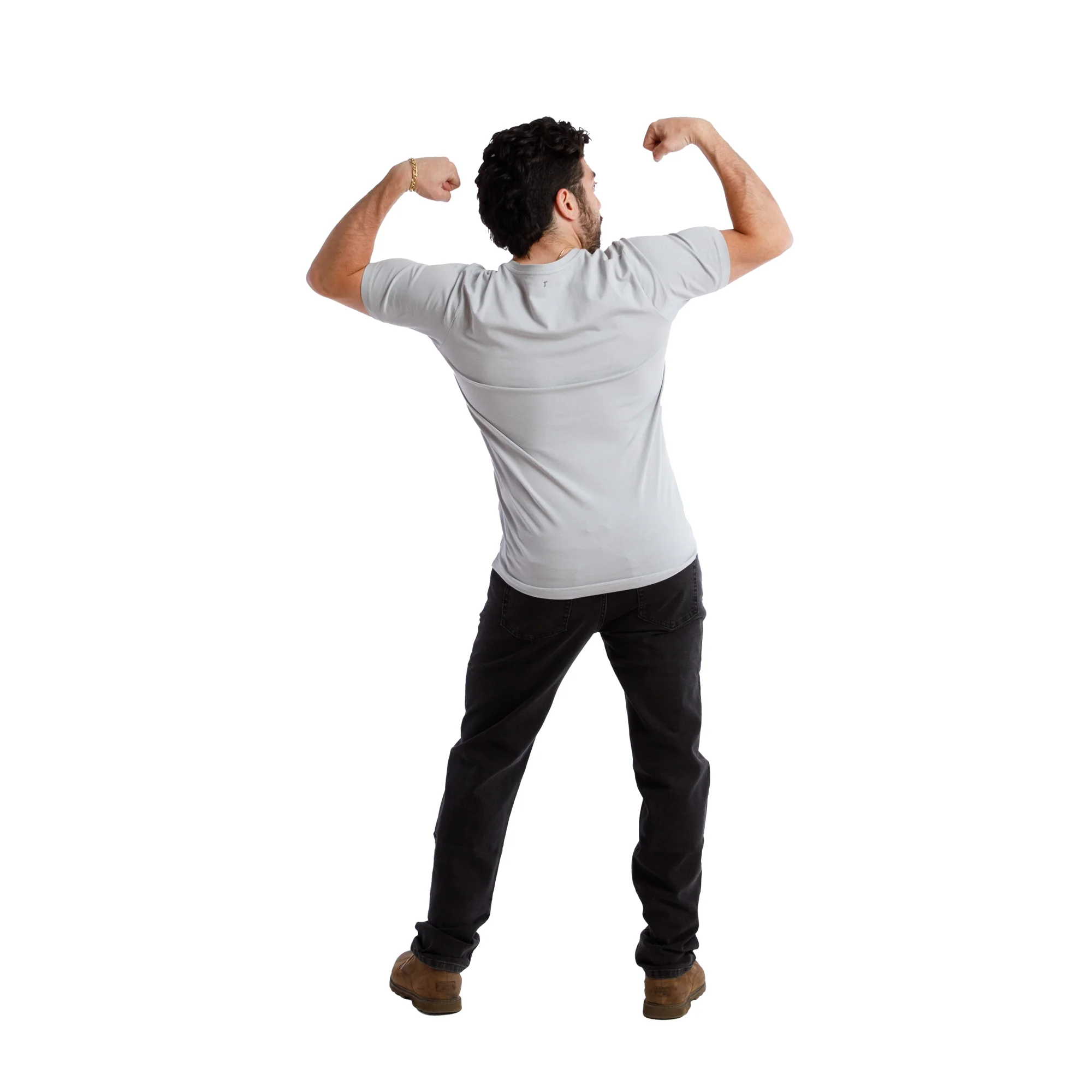 Organic V-Neck T-Shirt / Light Grey - Image 5