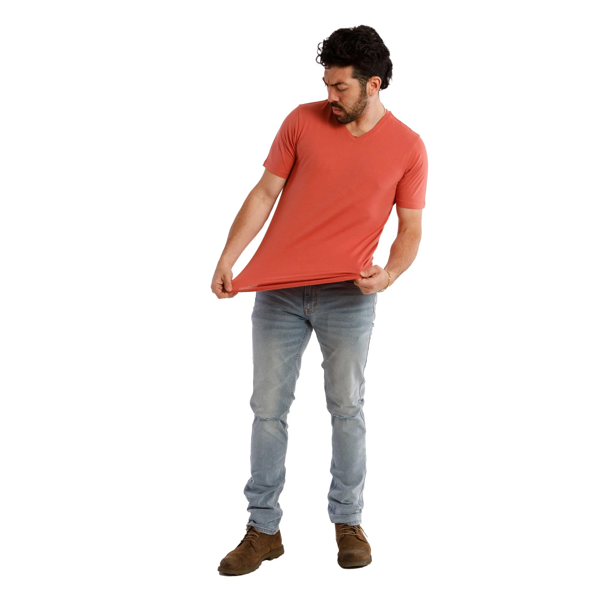 Organic V-Neck T-Shirt 3 Pack / Nantucket Red - Image 3