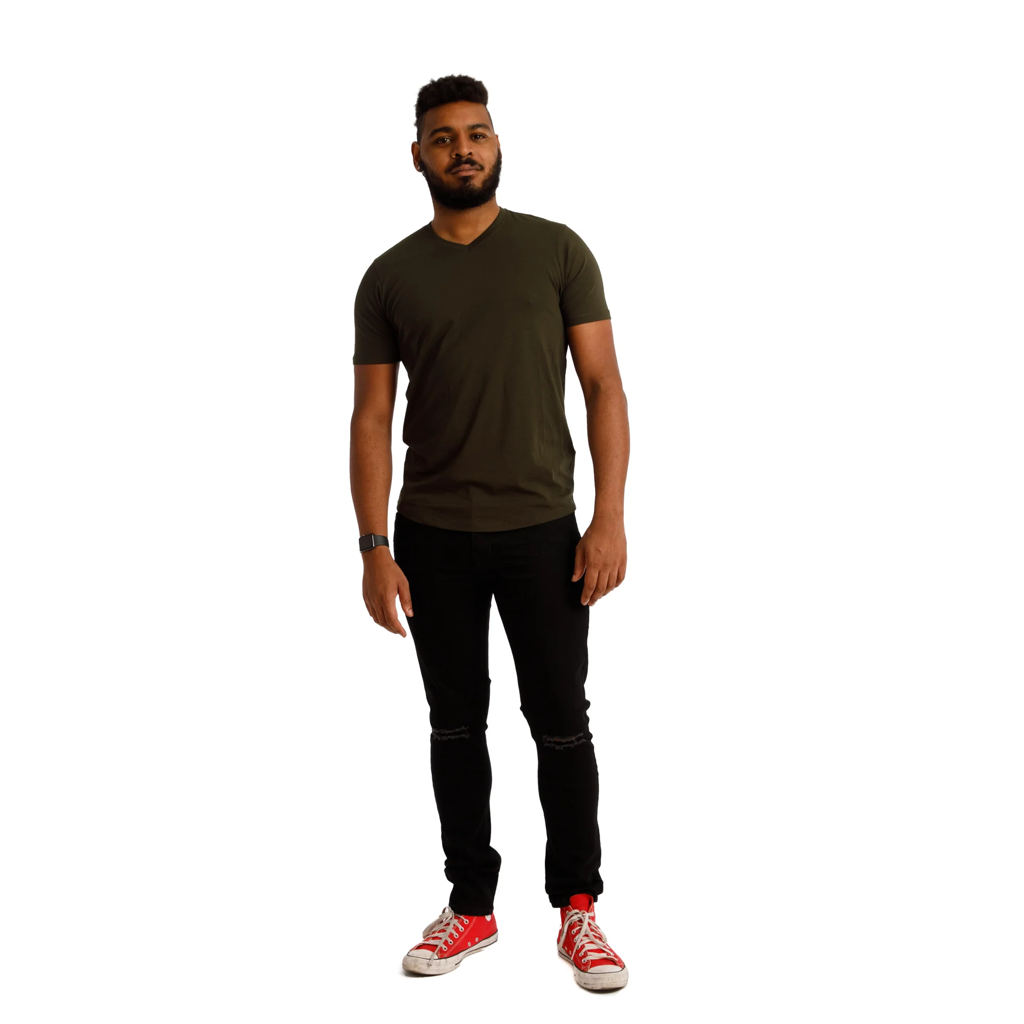 Organic V-Neck T-Shirt 3 Pack / Olive - Image 3