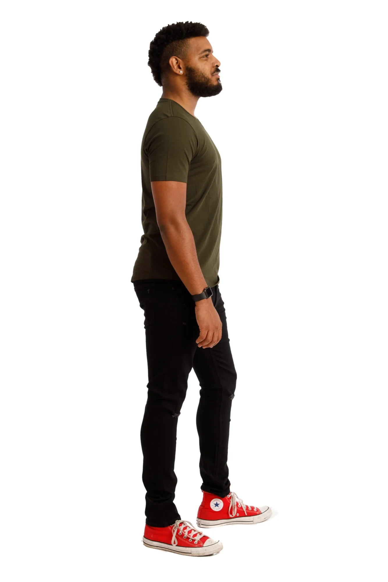 Organic V-Neck T-Shirt / Olive - Image 3