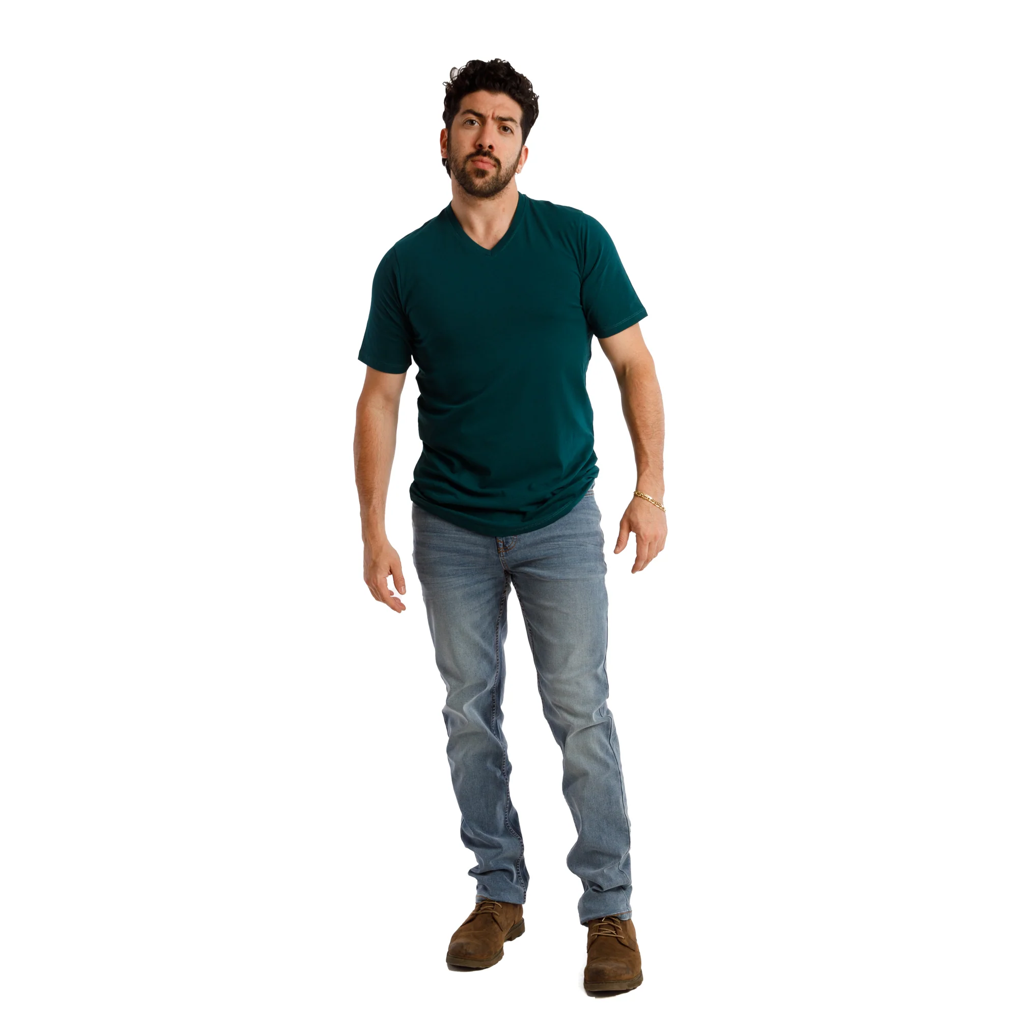 Organic V-Neck T-Shirt / Teal - Image 5