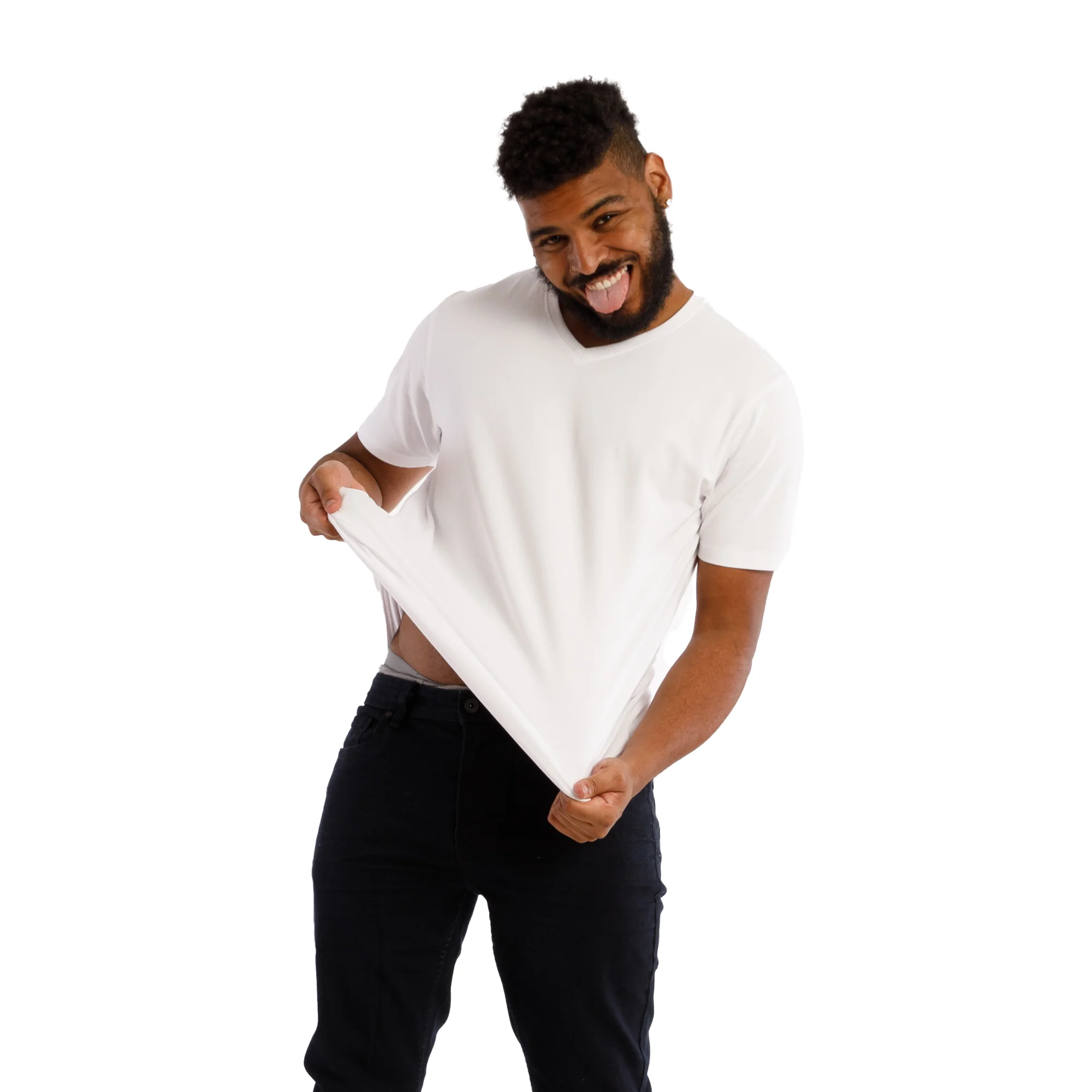 Organic V-Neck T-Shirt / White - Image 5
